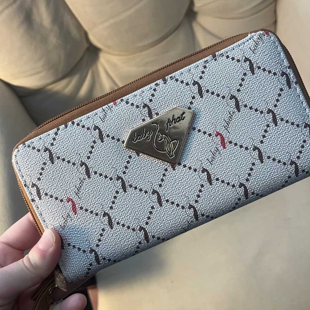 Baby phat white and brown wallet